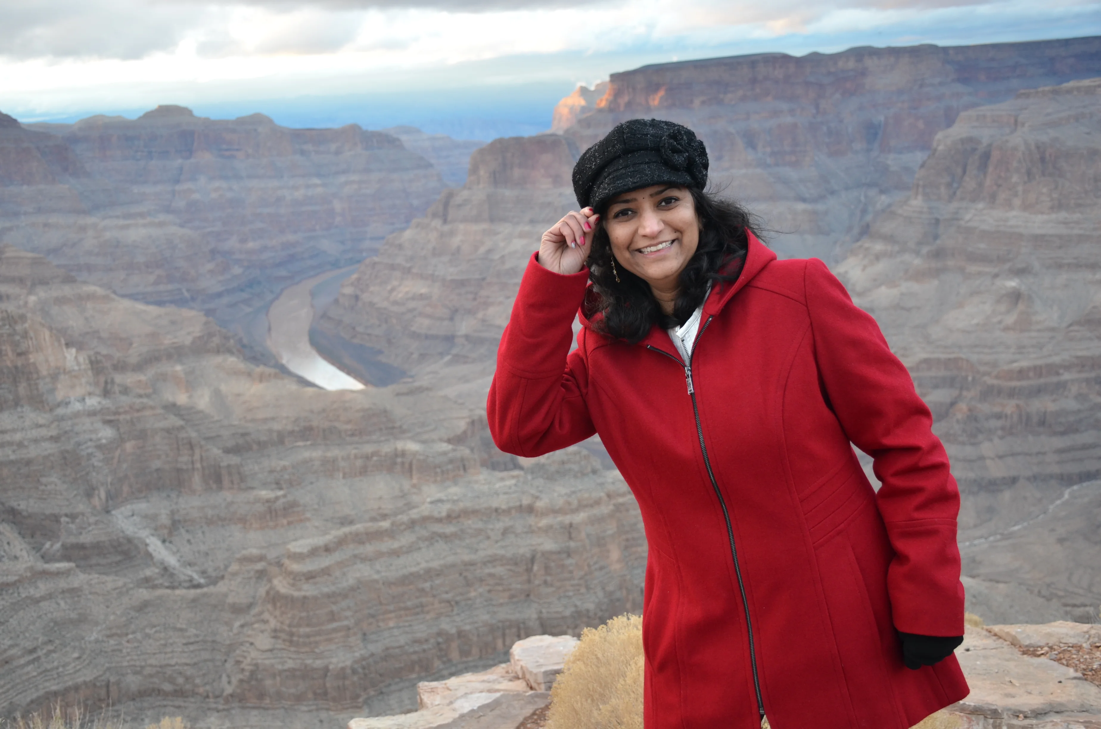Deep wearing a red coat