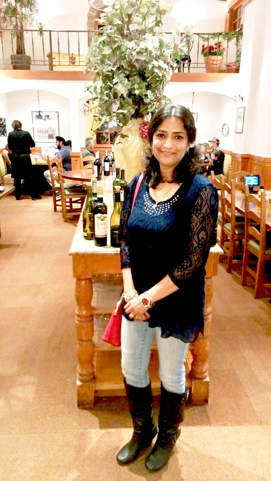 Deepa at a restaurant